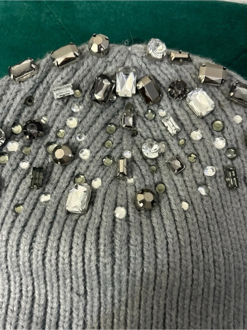 Nordstrom Embellished crystals Knit Beanie and Convertible Mittens - Gray